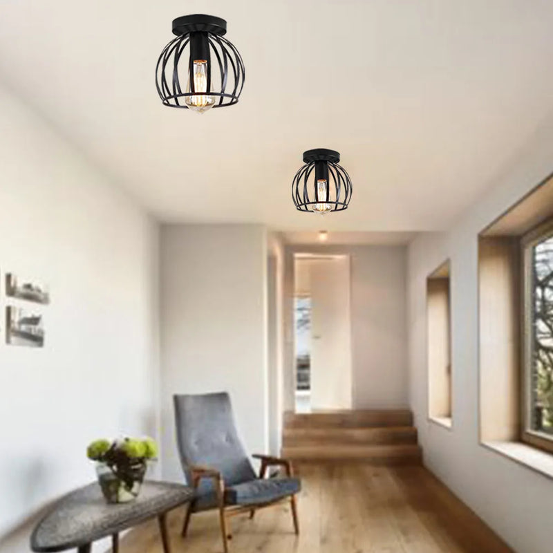 Axyaa Watermelon Cage Pendant Light: Industrial Retro Hanging Fixture for Home and Restaurant