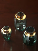 Axyaa Glass Vase: Golden Transparent Modern Home Decor Handicraft