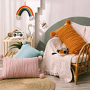 Axyaa Knit Pompoms Cushion Cover Rectangle for Home Sofa Decor