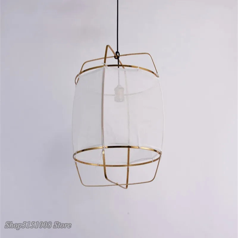 Axyaa Bamboo Linen Fabric Pendant Light for Clothing Store & Restaurant