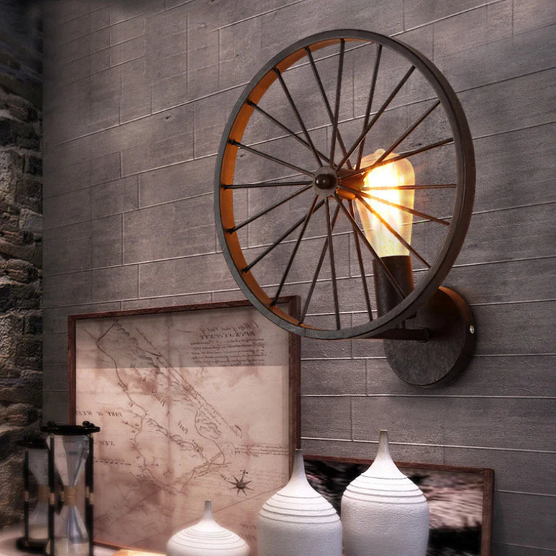 Axyaa Retro Loft Wheel Wall Sconce Industrial Lighting for Home Decor