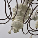 Axyaa Rustic Iron Pendant Chandelier: Vintage White Wooden Industrial Lighting Fixtures