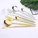 Axyaa White Gold Dinnerware Set 24pcs Stainless Steel Cutlery Flatware Set