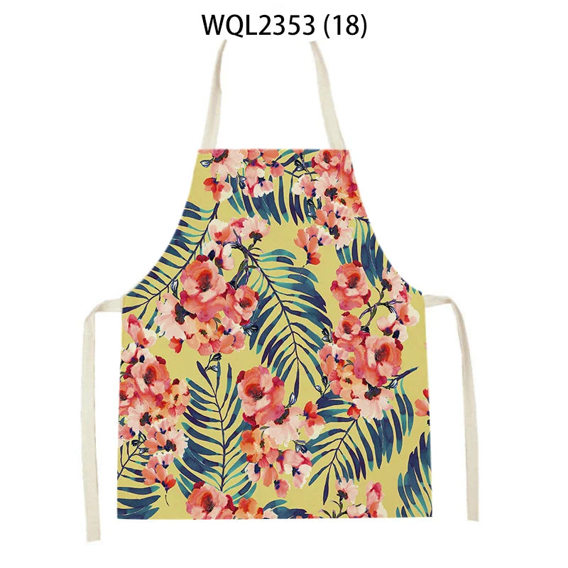 Axyaa Tropical Floral Kitchen Apron for Cooking, Baking, Cleaning - 47x38cm