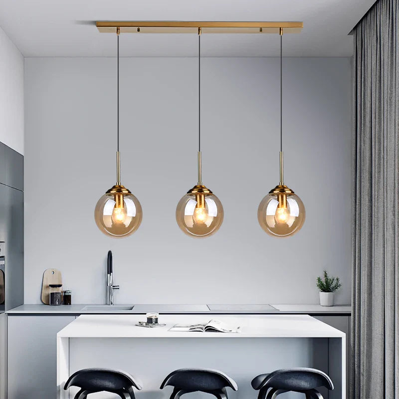 Axya Glass Ball Pendant Lights - Smoky Gray Magic Bean Suspension Lamp