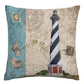 Axyaa Sea Lighthouse with Shells Plush Pillowcase for Home Decoration