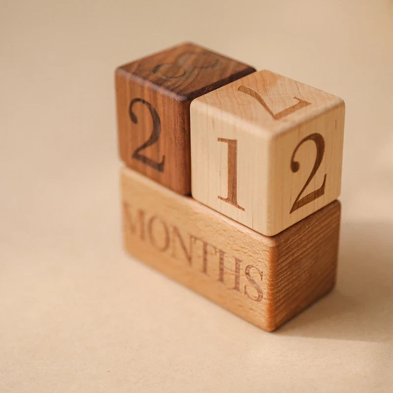 Axya Engraved Beech Wood Milestone Block Set for Newborn Photography and Baby Gifts