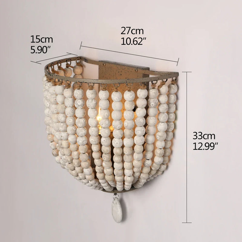 Axyaa Nordic Retro Wooden Bead Wall Lamp for Home Lighting