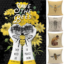 Axyaa Bee Pattern Linen Cushion Cover - Nordic Decorative Throw Pillow Case