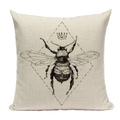 Axyaa Bee Pattern Linen Cushion Cover - Nordic Decorative Throw Pillow Case