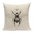 Axyaa Bee Pattern Linen Cushion Cover - Nordic Decorative Throw Pillow Case