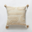 Axyaa Embroidered Cotton Linen Cushion Cover, 45x45cm, Yellow Beige Pink, Home Decor