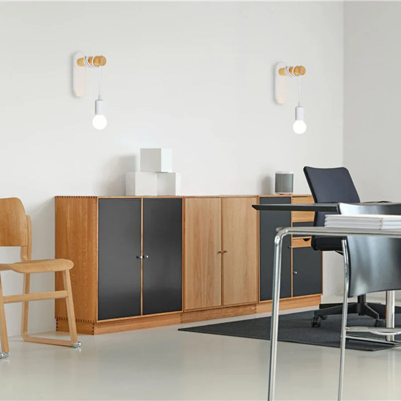 Axyaa Modern Minimalist Iron Wood Wall Lamp for Indoor Lighting