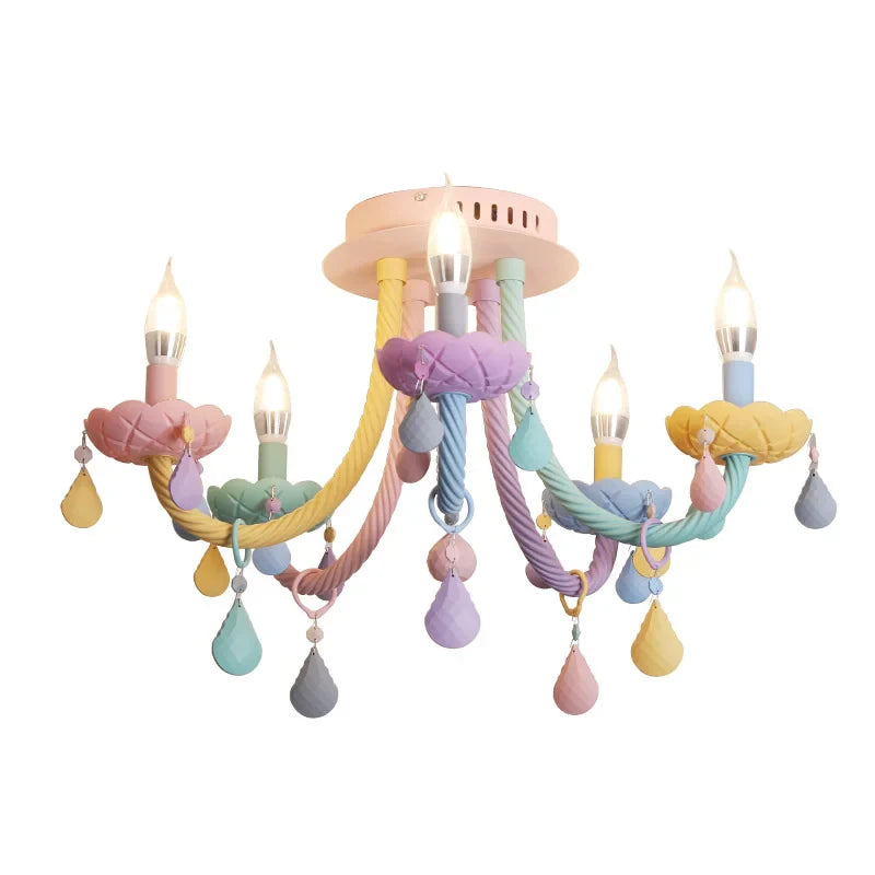 Axyaa European Rainbow Chandelier: Children's Bedroom Princess Makaron Lamps