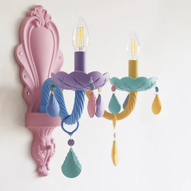 Axyaa European Rainbow Chandelier: Children's Bedroom Princess Makaron Lamps