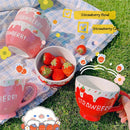Axyaa Sweet Strawberry Milk Bowls - Cute Ceramic Fruit Salad Bowl Mug Set