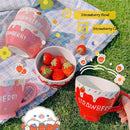 Axyaa Strawberry Milk Ceramic Bowls: Cute Large Salad & Breakfast Cup, Gift for Girls