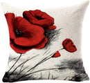 Axyaa Red Poppy Watercolor Cushion Cover