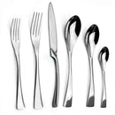 Axyaa Silver 304 Stainless Steel Cutlery Set - Elegant Mirror Finish Dinnerware Steak Fork Knife