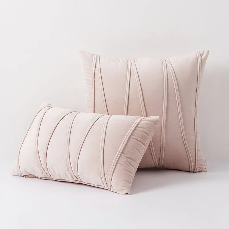 Blue Velvet Cushion Cover Set 18x18" - Axyaa Decorative Pillows for Living Room