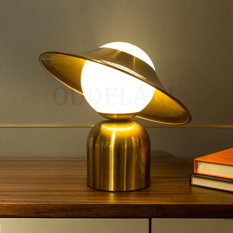 Axya Nordic Glass Ball LED Table Lamp Gold Metal Luminaire