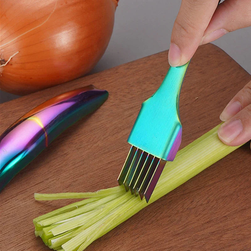 Axyaa Stainless Steel Garlic Scallions Chopper & Slicer Grater Knife Kitchen Tool