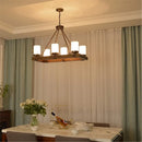 Axyaa Retro Village Wood Iron Ceiling Chandelier - Unique Industrial Lighting
