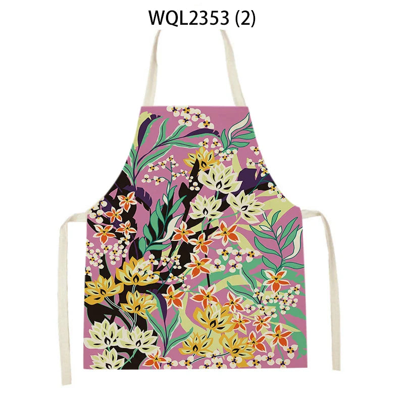 Axyaa Tropical Floral Kitchen Apron for Cooking, Baking, Cleaning - 47x38cm