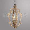 Axyaa Antique Wood Chandelier Retro Carving Lamp Vintage Loft Children Room Light