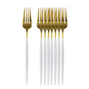 Axyaa Black Gold Dinner Fork Set - Stainless Steel Silverware Flatware Tableware