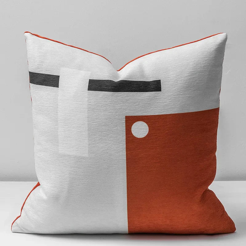 Soft Chenille Geometric Cushion Cover 45x45 for Neutral Home Decor - Axyaa