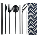 Axyaa Portable Travel Dining Set - Stainless Steel Cutlery with Pouch