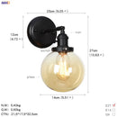 Axyaa Glass Ball Industrial Wall Sconce Black Loft Hallway Stair Bathroom Mirror Light