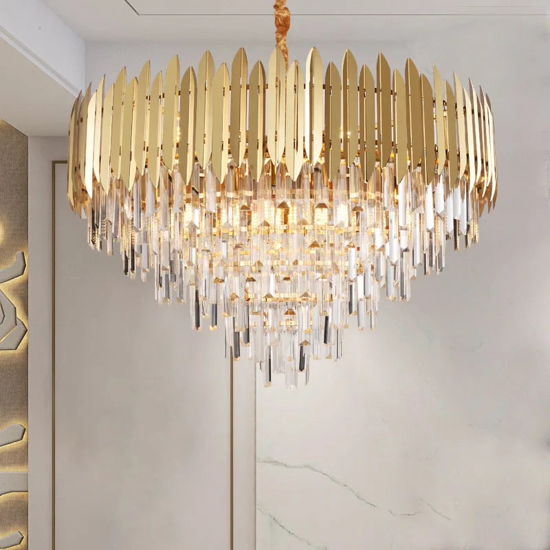 Axyaa Crystal Chandelier: Modern Luxury Lighting for Dining Room, Bedroom 2024 Collection