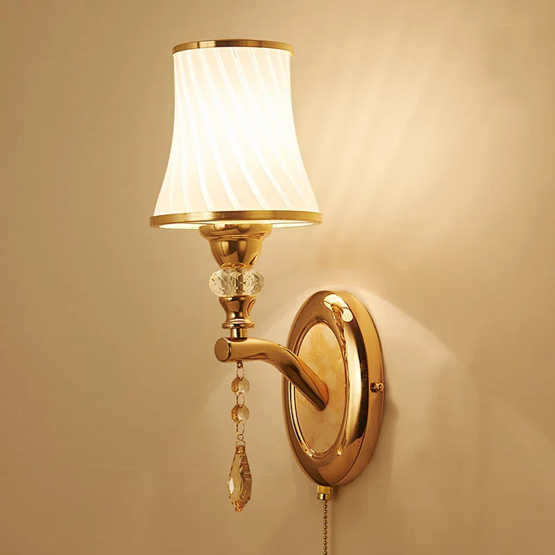 Axyaa Nordic Glass Shade Wall Lamp with Switch - Modern Bedroom Decor