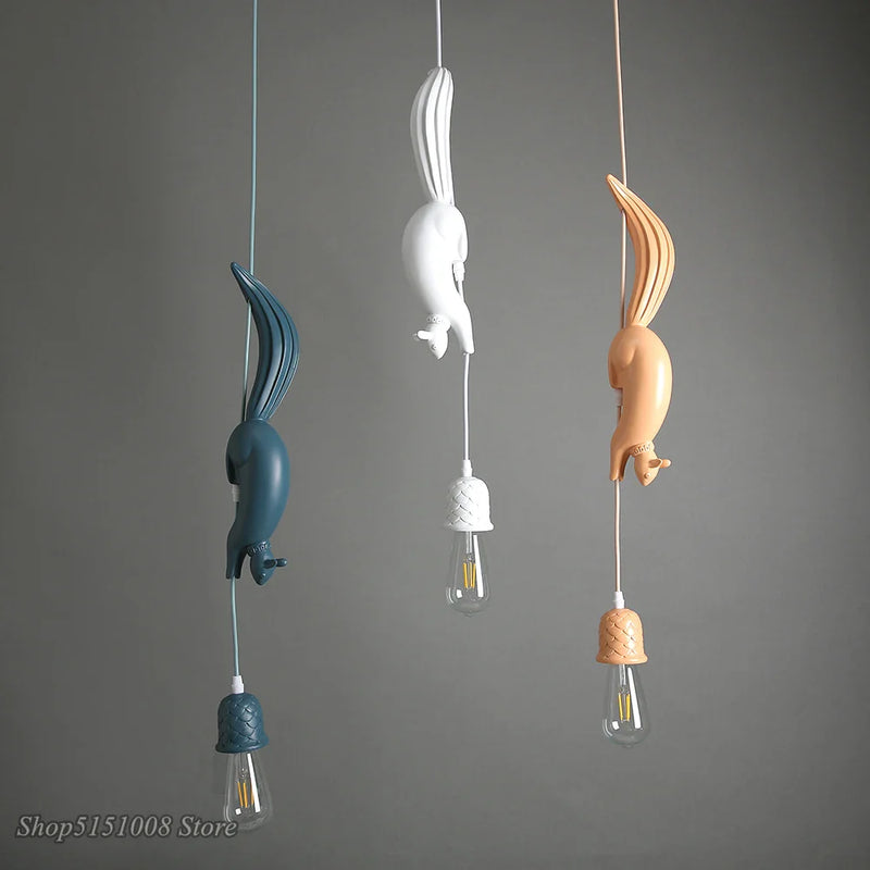 Axyaa Nordic Squirrel Resin LED Pendant Light - Modern Industrial Decor