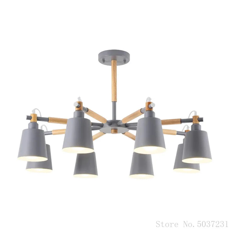 Axyaa Nordic Wood Chandelier: Modern Living Room Bedroom Pendant Light