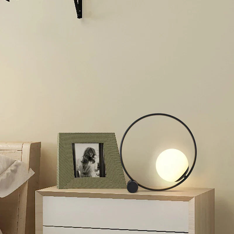 Axyaa Round LED Desk Lamp Iron Bracket Modern Minimalist Table Light