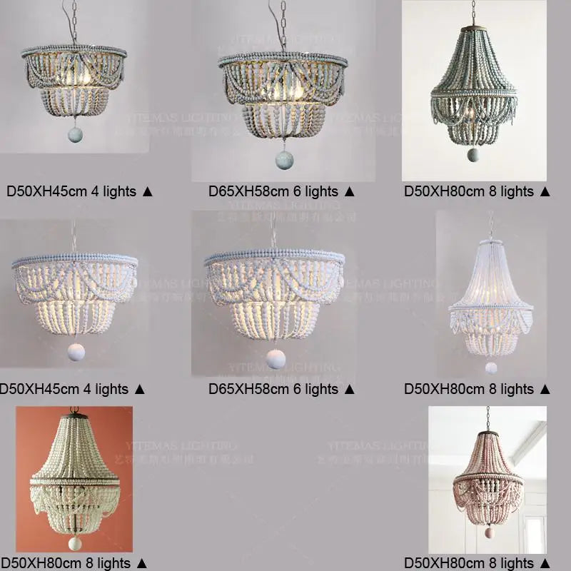 Blue Grey White Beads Chandelier Nordic Lighting for Kitchen Bedroom by Axyaa