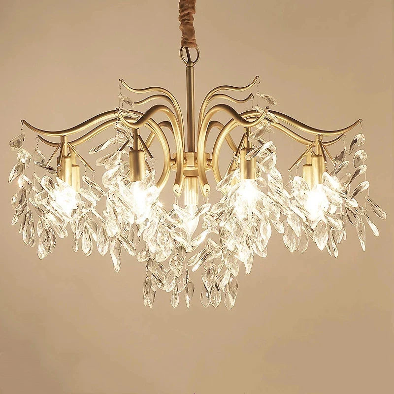 Axyaa Crystal Chandelier: Modern LED Luxury Lighting for Home Décor