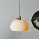 Axyaa Nordic White Ceramic LED Pendant Light with Knob Switch - Modern Copper Hanging Lamp