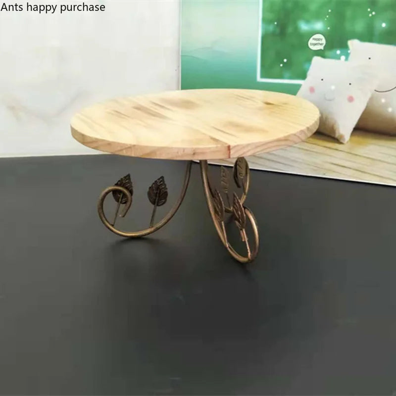 Axya Decorative Multi-layer Cake Stand with Wrought Iron and Wooden Display