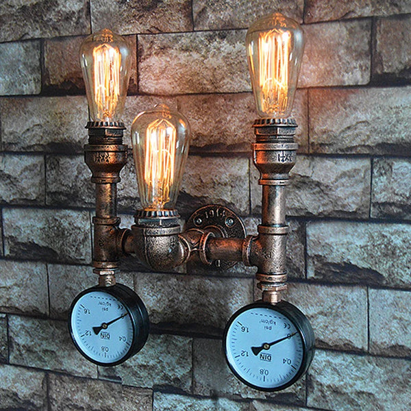 Axya Iron Water Pipe Wall Lamp E27 Sconce, Vintage Industrial Loft Lighting