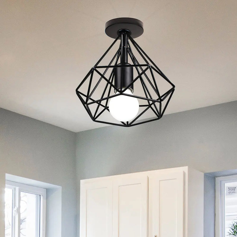 Axyaa Retro Iron Cage Ceiling Light for Nordic Kitchen Home Lighting