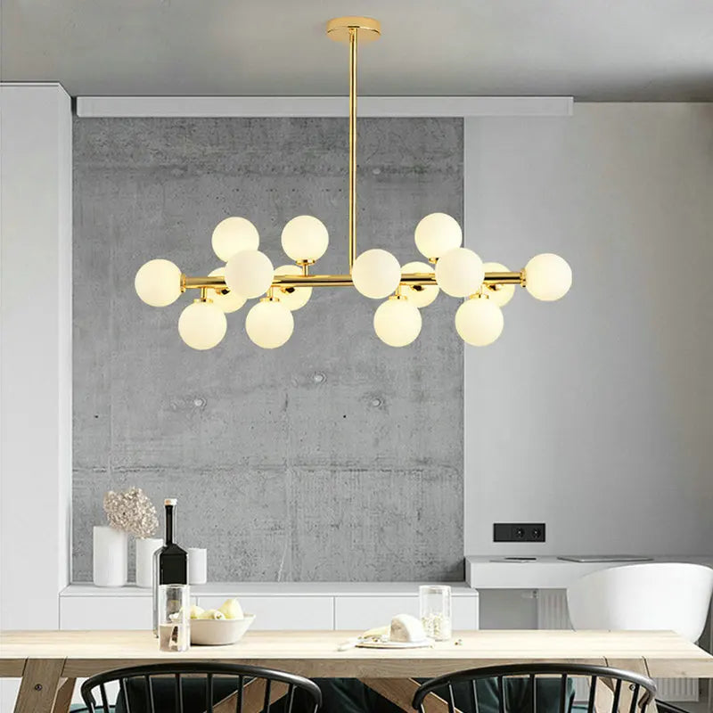 Axyaa Glass Ball LED Chandelier with Lampshade for Home Interior Lighting