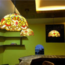 Axyaa Nordic Tiffany Glass Chandelier: Peacock Design E27 Country Lamp