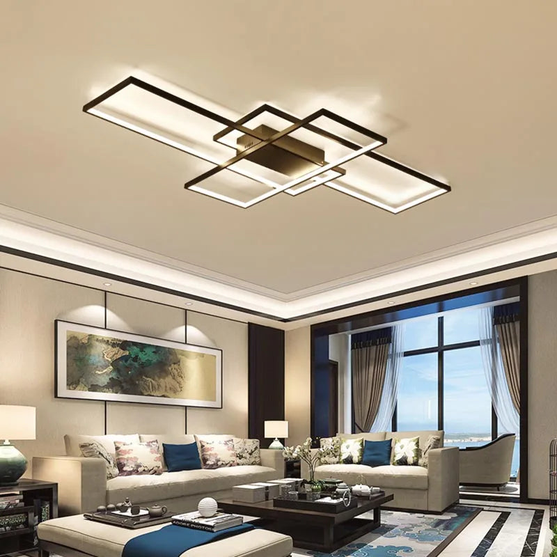 Axyaa Black/White Aluminum LED Chandelier: Modern Ceiling Light Fixture