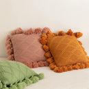 Axyaa Boho Style Cushion Cover 45x45cm Ivory Green Pink Tassles