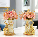 Axyaa Gold Glass Vase Light Luxury Decor for Modern Living Rooms
