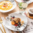 Axya Decal Pattern 18-Piece Porcelain Dinnerware Set, Kitchen Plate Set